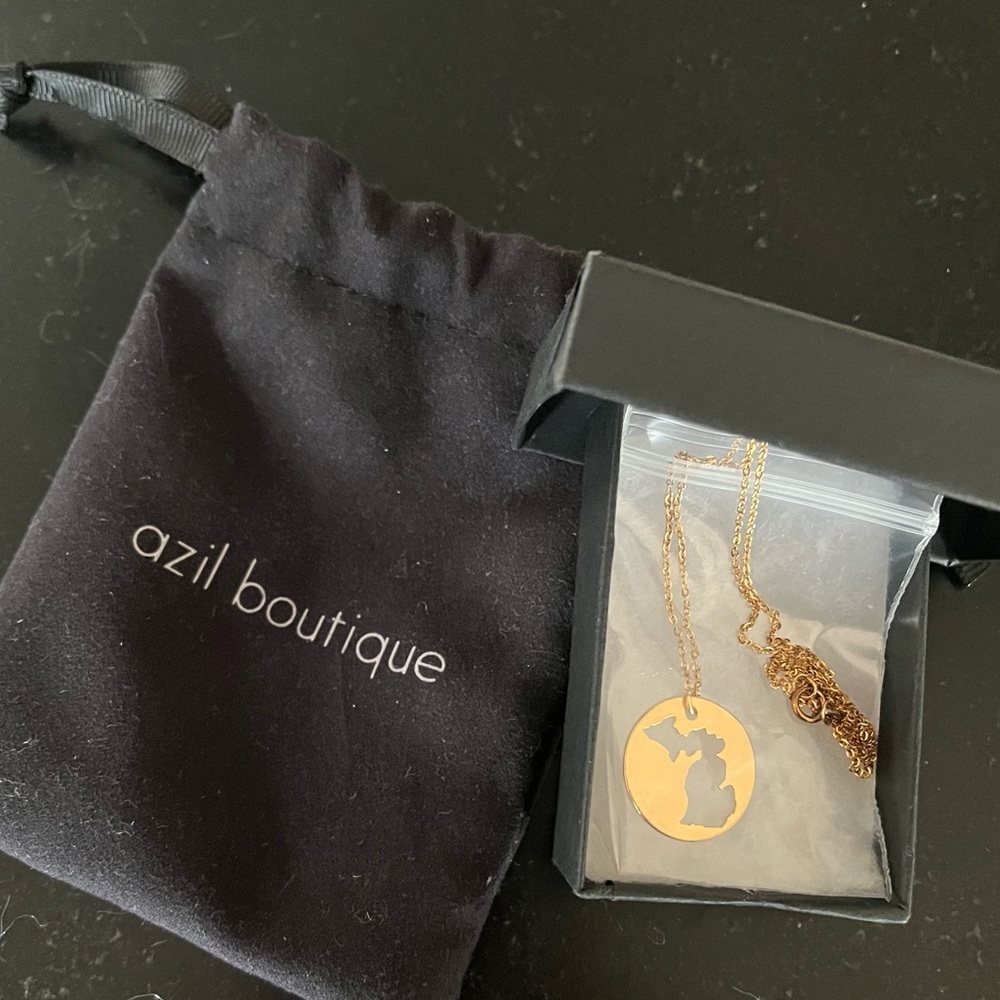 Gold Michigan cutout necklace